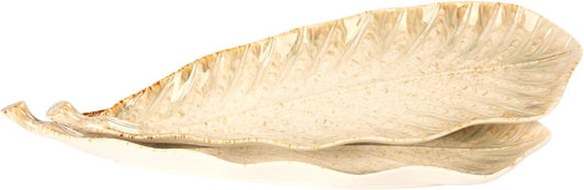 Serving Platter Olives Plate Set of 2, Large Serving Tray for Entertaining, Porcelain Trays and Platters, Salad Appetizer Tray,Dishwasher & Microwave Safe,Gradient beige 14.5 Inch