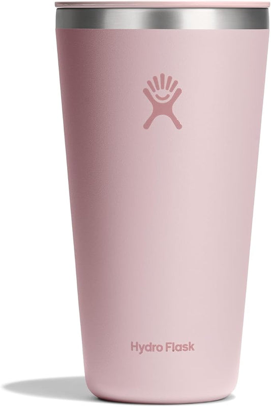 Hydro Flask All Around Tumbler Press-in Lid, Insulated Travel Mug, Stainless Steel Coffee Cup 28 Oz Tonal Trillium Pink