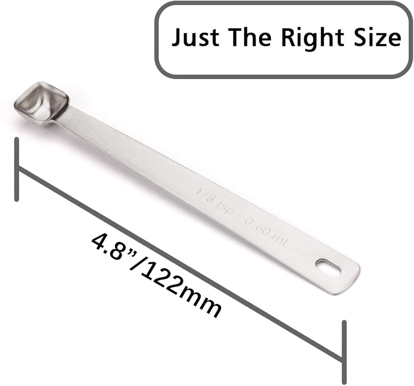 2PCS 1/8 Teaspoon(1/8tsp, 0.6ml) Single Tiny Measuring Spoon, Small Individual Stainless Steel Measure Spoons Only