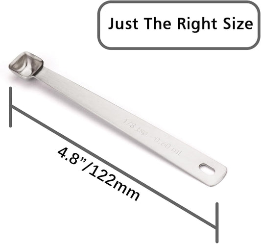 2PCS 1/8 Teaspoon(1/8tsp, 0.6ml) Single Tiny Measuring Spoon, Small Individual Stainless Steel Measure Spoons Only