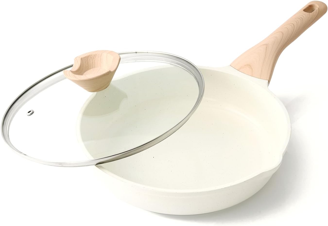 Kordisen Ceramic Non Stick Frying Pans Skillet with Lid, 9.5 Inch Ceramic Frying Pan Nonstick for Cooking Non Toxic, Healthy Induction Cookware, Heat Resistant Handle, PFOA & PFAS Free