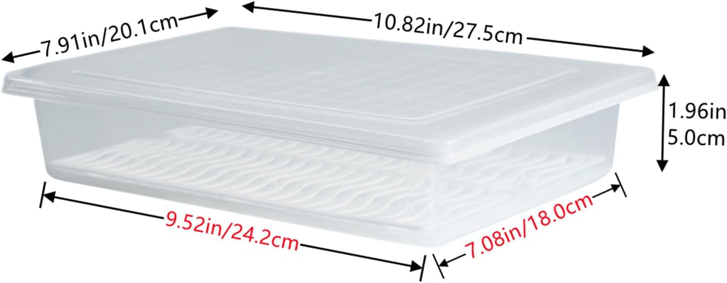 Food Storage Container, Plastic Food Containers with Removable Drain Plate and Lid, Stackable Portable Freezer Storage Containers - Tray to Keep Fruits, Vegetables, Meat and More (4,Large)