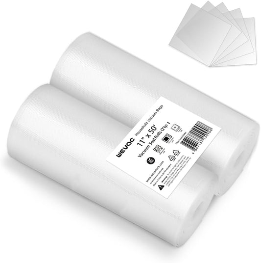 11" x 50' Vacuum Sealer Rolls, 2 Pack-Ideal for Food Storage, Sous Vide, and Meal Prep, Keep Food Fresh and Nutrients, Wevac Lite