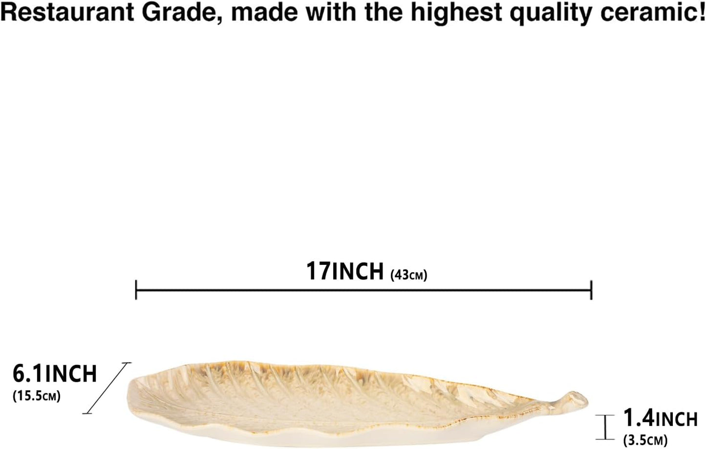 Serving Platter Olives Plate Set of 2, Large Serving Tray for Entertaining, Porcelain Trays and Platters, Salad Appetizer Tray,Dishwasher & Microwave Safe, Gradient beige 17 Inch