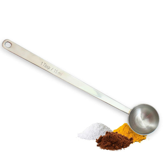 TableCraft 40401, 1 Tbsp Long Handle Scoop, Stainless Steel Measuring Spoon for Coffee, Tea, Sugar, and Spices, 8.75" Long, Dishwasher Safe