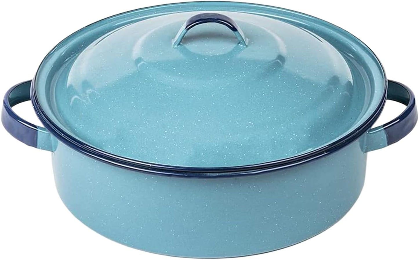 5-Quart Casserole Dish with Lid, Durable Enamel Steel, Oven & Induction Safe Casserole Dishware - Hispanic Dutch Oven for Arroz Con Pollo, Stews, Large Family Meals (Turquoise Blue)