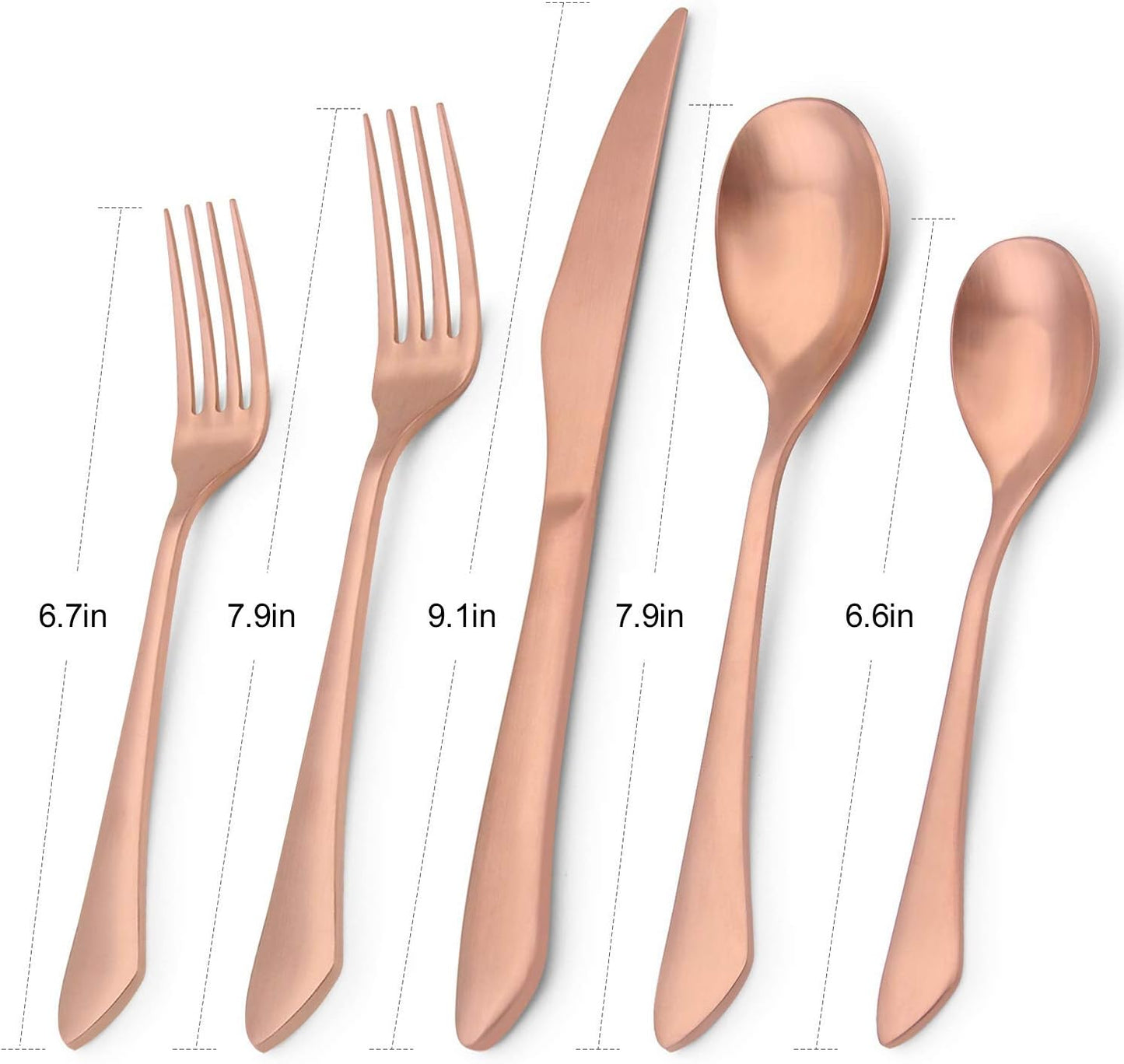 Matte Rose Gold Silverware Set, 20-Piece Stainless Steel Flatware Set, Kitchen Utensil Set Service for 4, Satin Finish Tableware Cutlery Set for Home and Restaurant, Dishwasher Safe