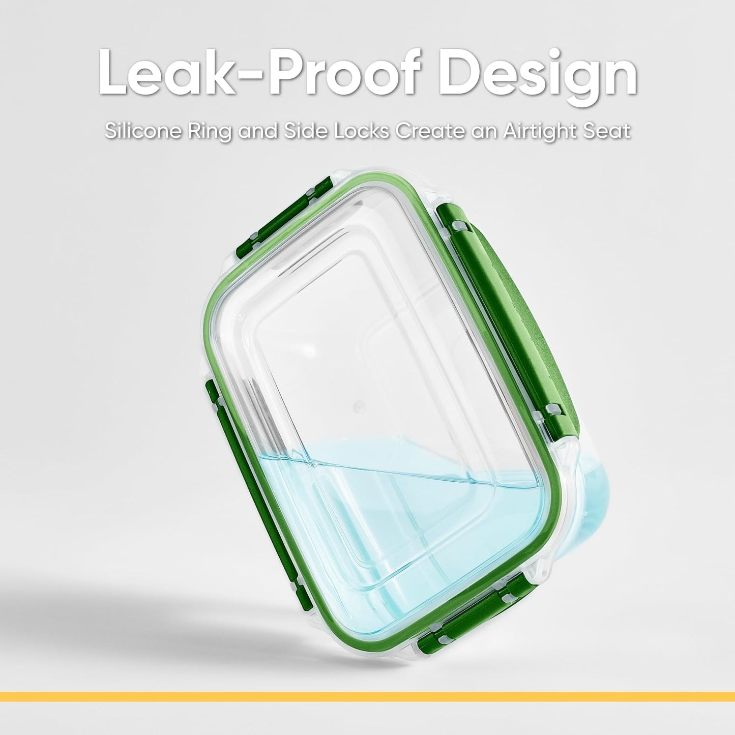 Superio Plastic Food Storage Container with Airtight Lid- 27 Oz, BPA Free, Leakproof, Stackable, Microwave, Dishwasher and Freezer Safe, Green