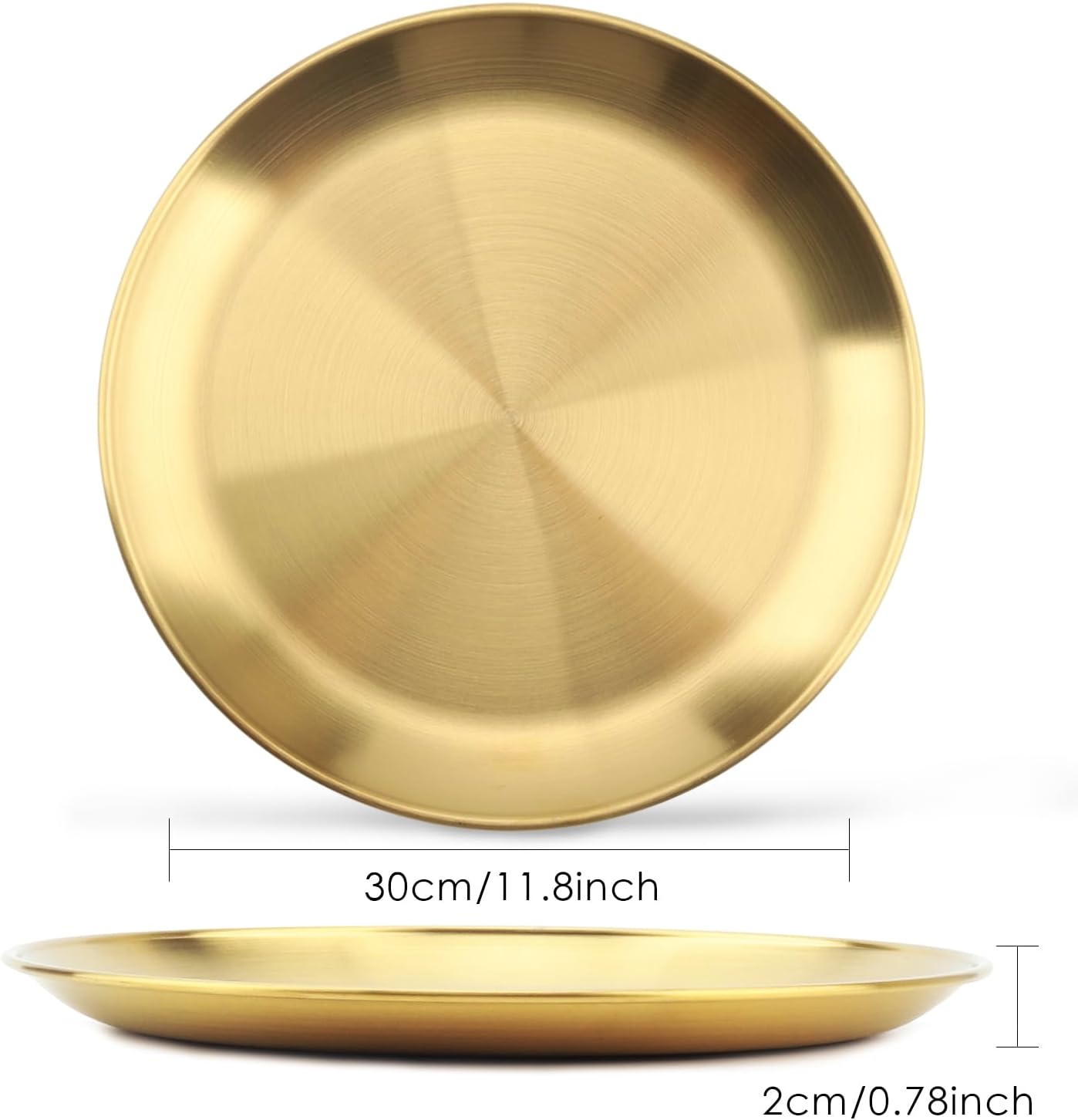 Stainless Steel Plates,6 Pack 304 Stainless Steel Dishes 304 Dinner Dishes,feeding Serving Camping Plates Serving Flat Plate for Kitchen, Outdoor Camping, & Restaurants,Dishwasher-Safe (11.8 Inches)