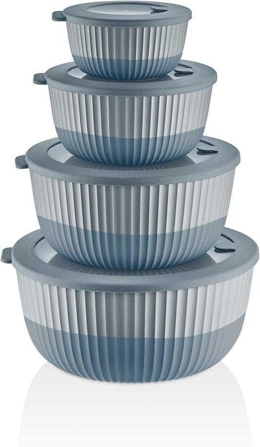 Mixing Bowl Set with Airtight Lids-8- Piece Nesting, stackable Plastic bowls for Mixing & Food Prep-BPA-Free,Dishwasher,Microwave & Freezer Safe