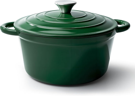 6 Quart Dutch Oven Pot with Lid, Non Stick Enameled Cast Iron Dutch Oven for Bread Baking, Heavy-Duty, Oven Safe Ceramic Cookware Up to 500°F for Baking, Braising, Stews, Roasting, Green