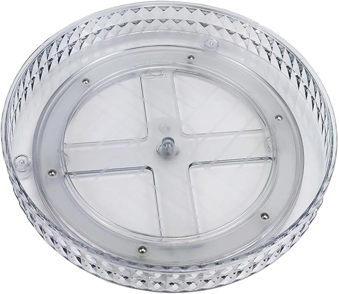 Lazy Susan Turntable Organizer, Rotating Makeup Organizer for Vanity, Desktop Cosmetics Display Cabinet Perfume Organizer for Kitchen, Bathroom, Dorm, Bedroom (Diamond Clear, 9.25inch 1 Tier)