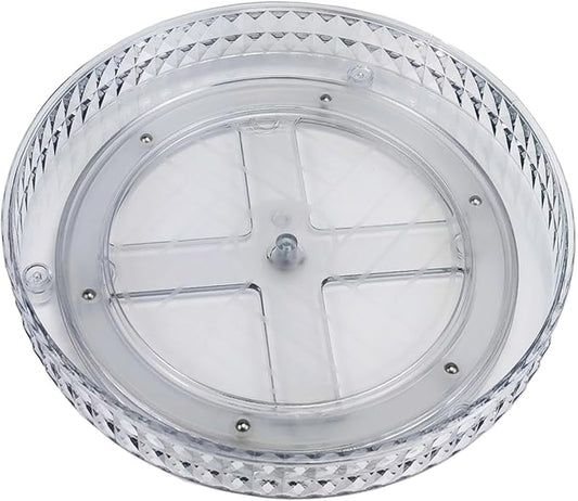 Lazy Susan Turntable Organizer, Rotating Makeup Organizer for Vanity, Desktop Cosmetics Display Cabinet Perfume Organizer for Kitchen, Bathroom, Dorm, Bedroom (Diamond Clear, 9.25inch 1 Tier)