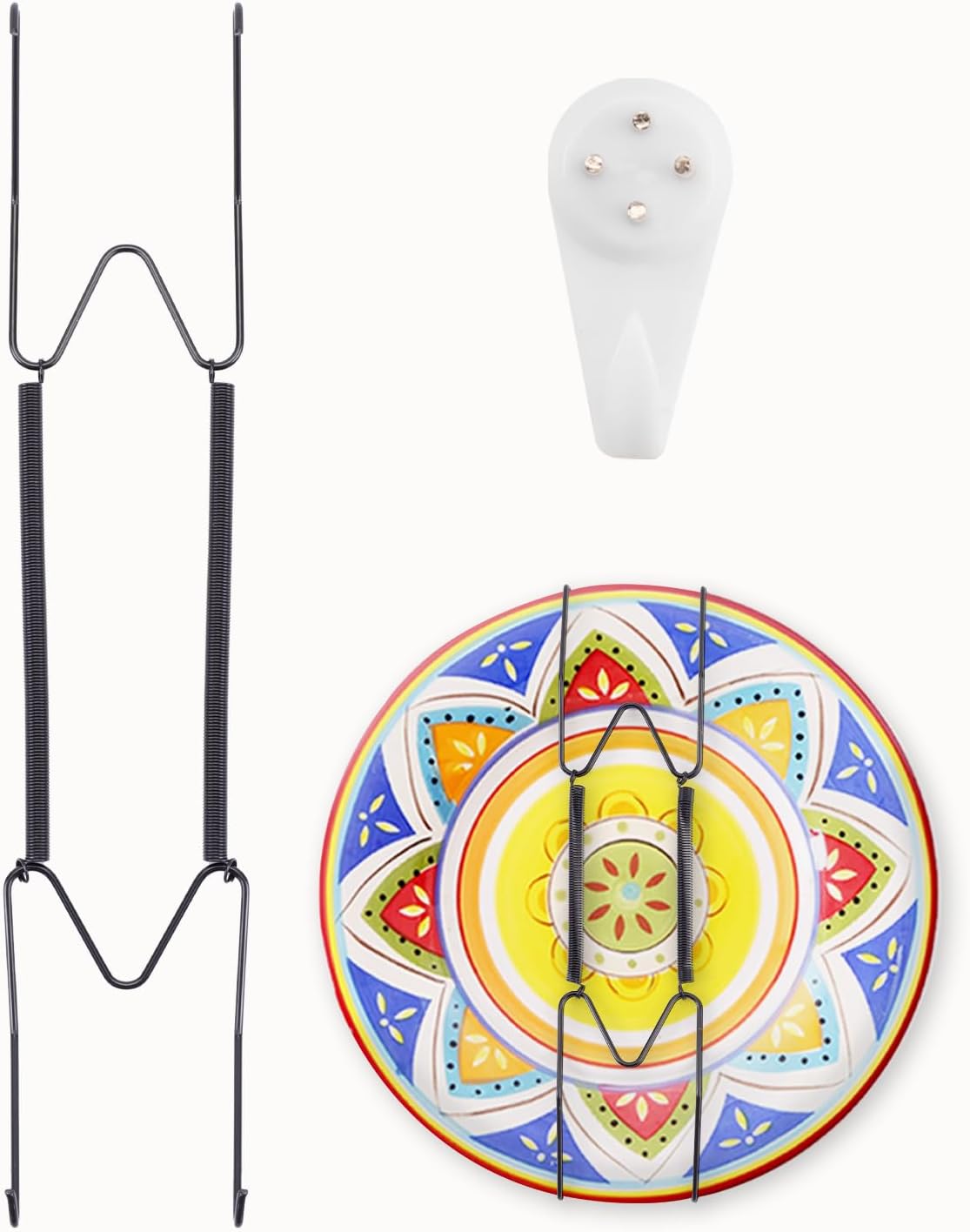 Plate Hangers for The Wall Suitable for 10-14 inch Small Decorative Plate, Invisible Stainless Steel Plate Hangers for Display with Wall Hooks, for Plates/Platter/Dish/Picture(Black)