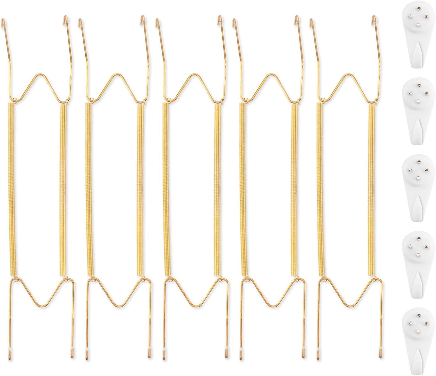 Bilillo 5 Pack Plate Hangers for the Wall, Suitable for 16-20 inch Art Plate, Stainless Steel Invisible Heavy Duty Wire Plate Holder with Wall Hooks, Plate Hangers for Displaying Plates, Platter, Dish