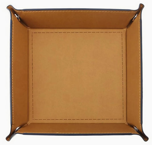 siduater Valet Tray Desktop Storage Organizer, Vegan Leather Catchall Tray Bedside Vanity Tray Nightstand Caddy Holder for Remote Controller, Watch, Keys, Phone, Wallet, Sunglasses, Jewelry, Khaki