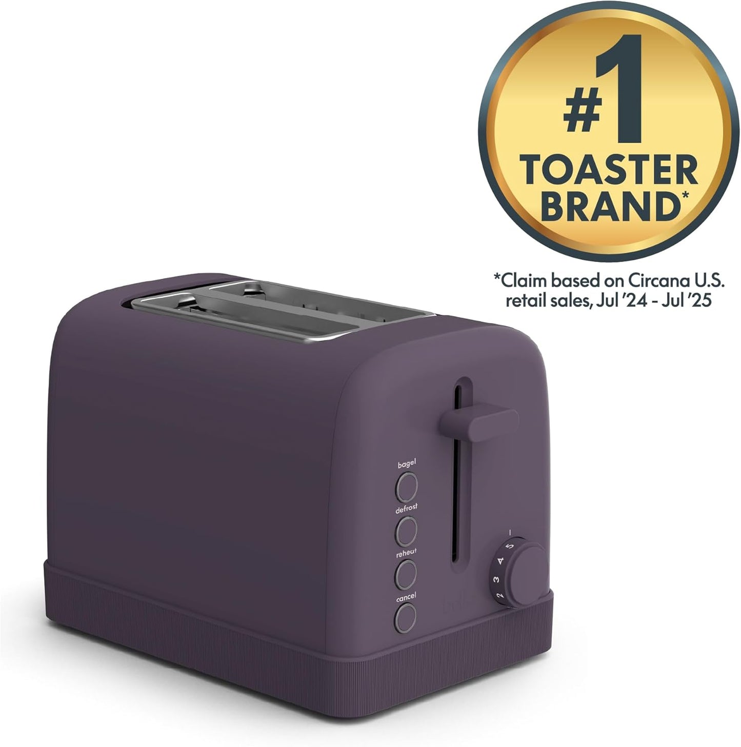 bella 2 Slice Toaster, 6 Setting Shade Control w Reheat, Cancel, Bagel & Defrost Buttons, Removable Crumb Tray, Anti Jam & Auto Shutoff, Auto Centering Guides & Cord Wrap, 900 Watt, Plum