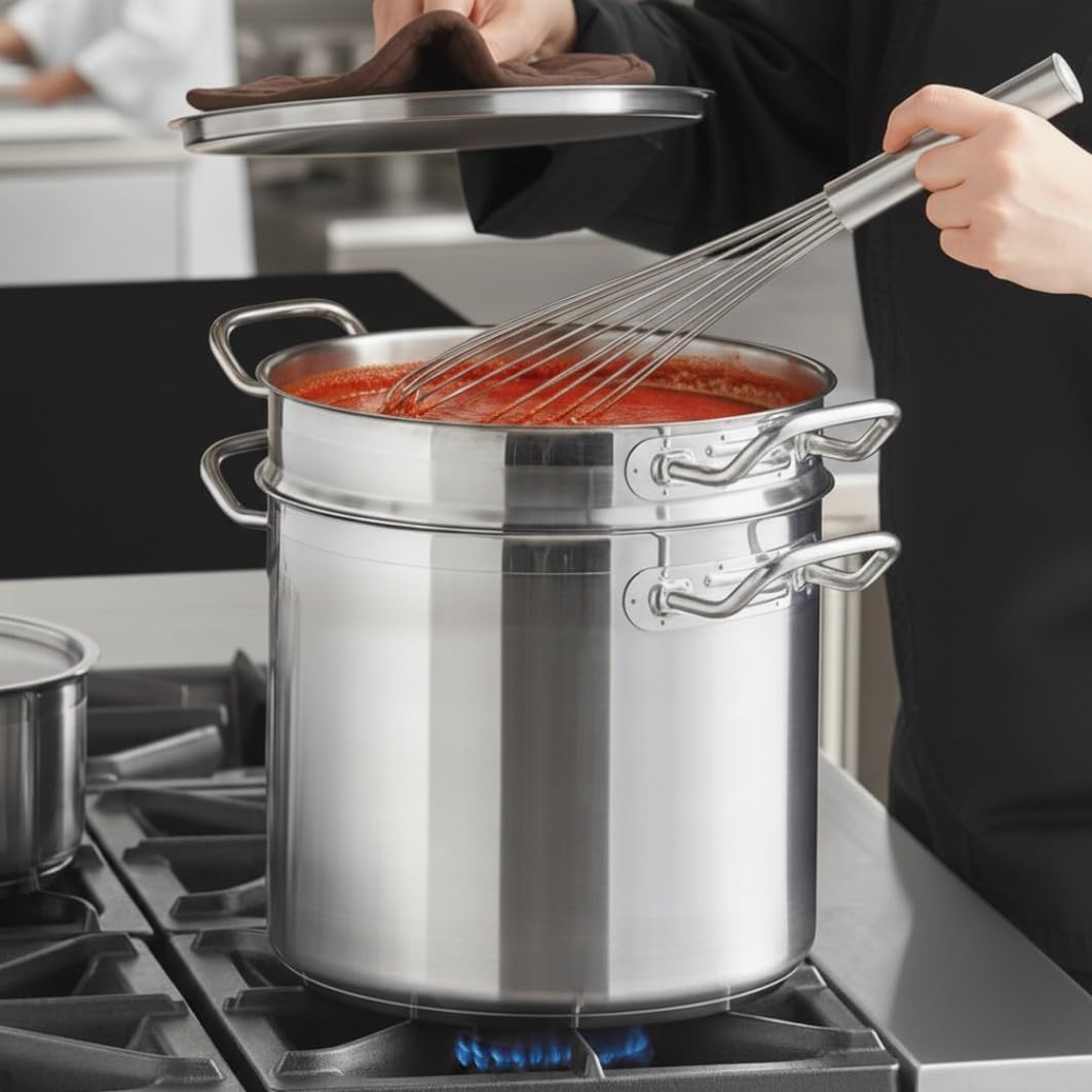 TrueCraftware-12 Quart Stainless Steel Double Boiler 3 Piece Set- Steam Melting Pot Cookware Stainless Steel Double Boiler Pot for Melting Chocolate Candy Butter Cheese Dishwasher & Oven Safe