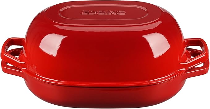 Enameled Cast Iron Oval Dutch Oven Pot with Lid, Dutch Oven for Sourdough Bread Baking, Oval Bread Pan, 7qt, Red