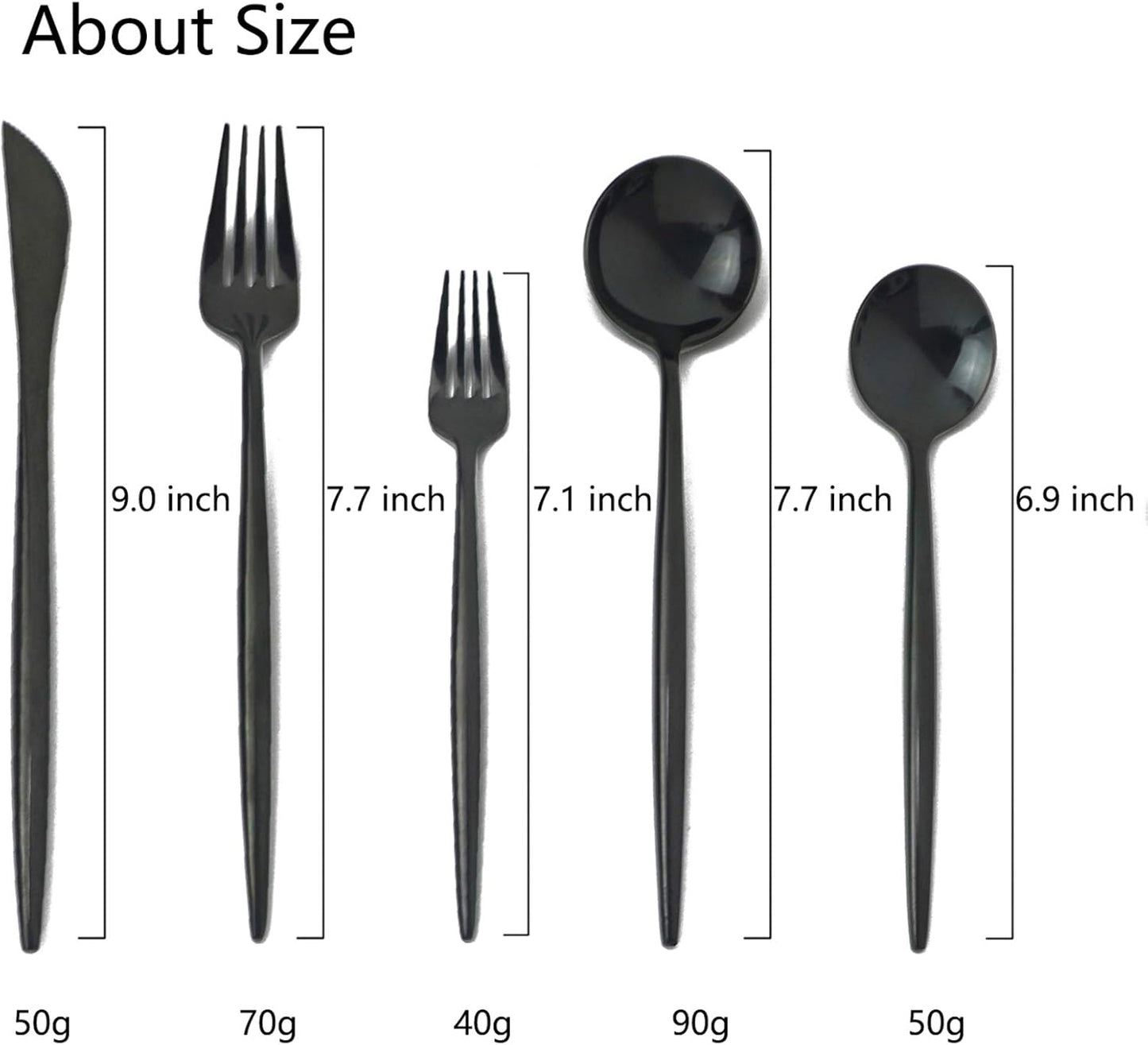 JASHII 20 Pieces Flatware Set, 18/10 Stainless Steel Utensils, Service for 4, Heavy Duty Silverware Gift, Dishwasher Safe, Mirror Polished Dinner Knife, Fork, Spoon for Restaurant (Black)
