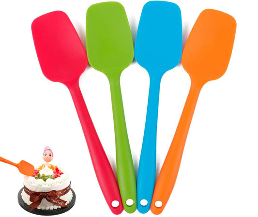 Food Grade Silicone Spatula Set Heat Resistant Small Rubber Spatulas,4 piece Silicone Spoonula Spatula Non-stick Baking Curved Spatulas Multicolor(21.7cm/8.56inch)