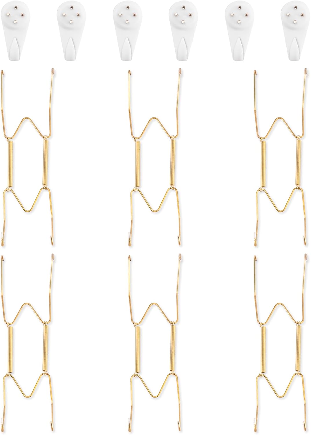 Bilillo 6 Pack Plate Hangers for The Wall, Suitable for 8-10 inch Art Plate, Stainless Steel Invisible Heavy Duty Wire Plate Holder with Wall Hooks, Plate Hangers for Displaying Plates, Platter, Dish