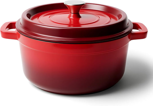 7 Quart Dutch Oven Pot with Lid, Non Stick Enameled Cast Iron Dutch Oven for Bread Baking, Heavy-Duty, Oven Safe Ceramic Cookware Up to 500°F for Baking, Braising, Stews, Roasting, Red