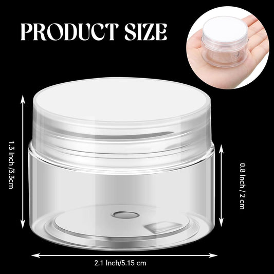 SATINIOR 36 Pieces 1 oz Plastic Jars with Lids Wide Mouth Airtight Reusable Container Acrylic Cosmetic Small Jars for Lotions Ointments Travel Toiletries Creams Make up Storage(Clear)