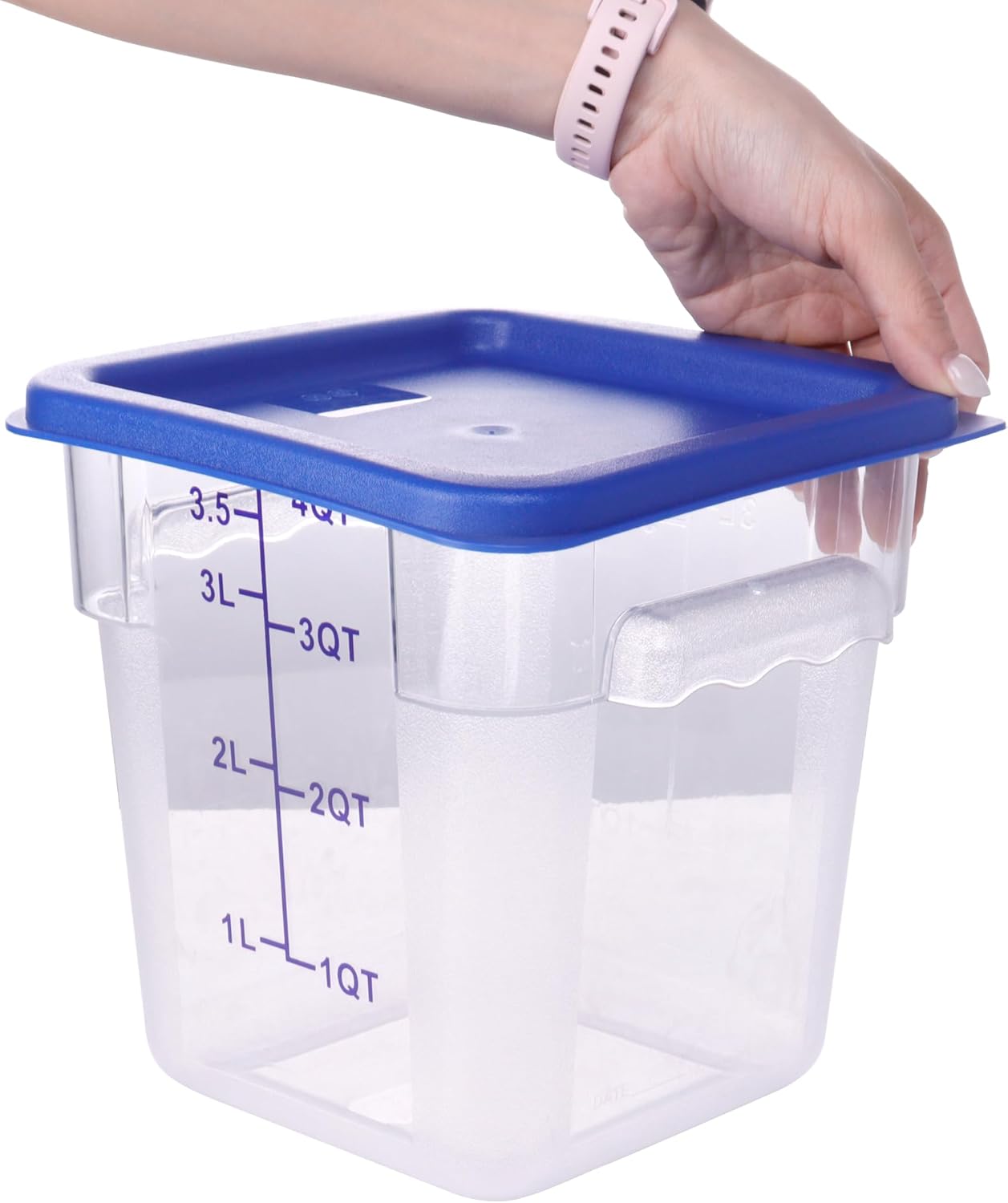 2 Pack RED Square Food Storage Container With Lid,2-12 Quart Commercial Storage Box With Scale & Handle,Cake Making,Dough Marinating Meat,Kitchen Supplies (4 Quart)