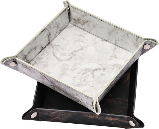 siduater Valet Tray Desktop Storage Organizer – Vegan Leather Catchall Bedside Vanity Tray Nightstand Caddy Holder for Remote Controller, Watch, Keys, Phone, Wallet, Coin, Jewelry, Marble White