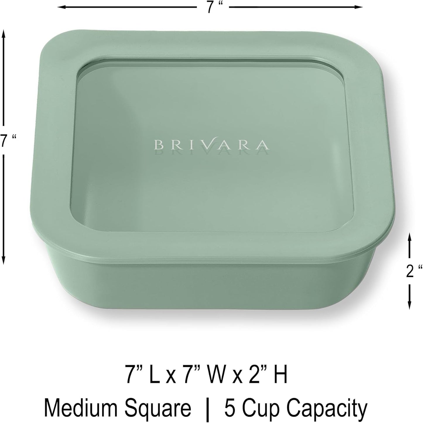 Ceramic Coated Glass Food Storage Container | No PTFE, PFOA, PFAS, and BPA | Reusable Non Toxic Meal Prep Container with Glass Lid | Easy To Store | 5 Cup Square [Willow]