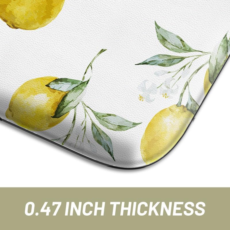 Lemon Kitchen Mats for Floor - Anti Fatigue Mats for Kitchen Floor, Cushioned Non-Skid Washable Memory Foam Rug for Office, Sink, Laundry (17.3"×29"×0.47") Lemon