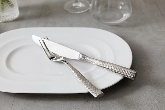 FORTESSA Lucca 18/10 Stainless Steel Flatware, 5 Piece Place Setting With Table Knives, Forks and Spoons (Service For 1), Dishwasher Safe, Polished