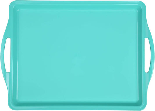 Mintra Home Durable Serving Tray (1pk, Teal) - Unbreakable, Breakfast, Cafeteria, Fast Food, Handles
