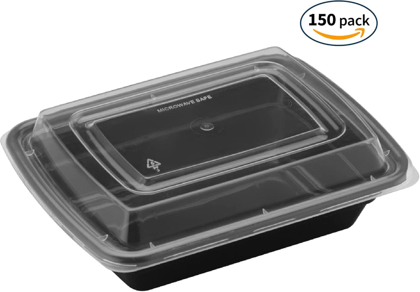 TIYA Food Containers - 12 oz Bulk 150 Pack with Lids - Rectangular Plastic To-Go Containers - Reusable, Microwavable, Dishwasher Safe - Leak-Proof for Meal Prep - BPA-Free