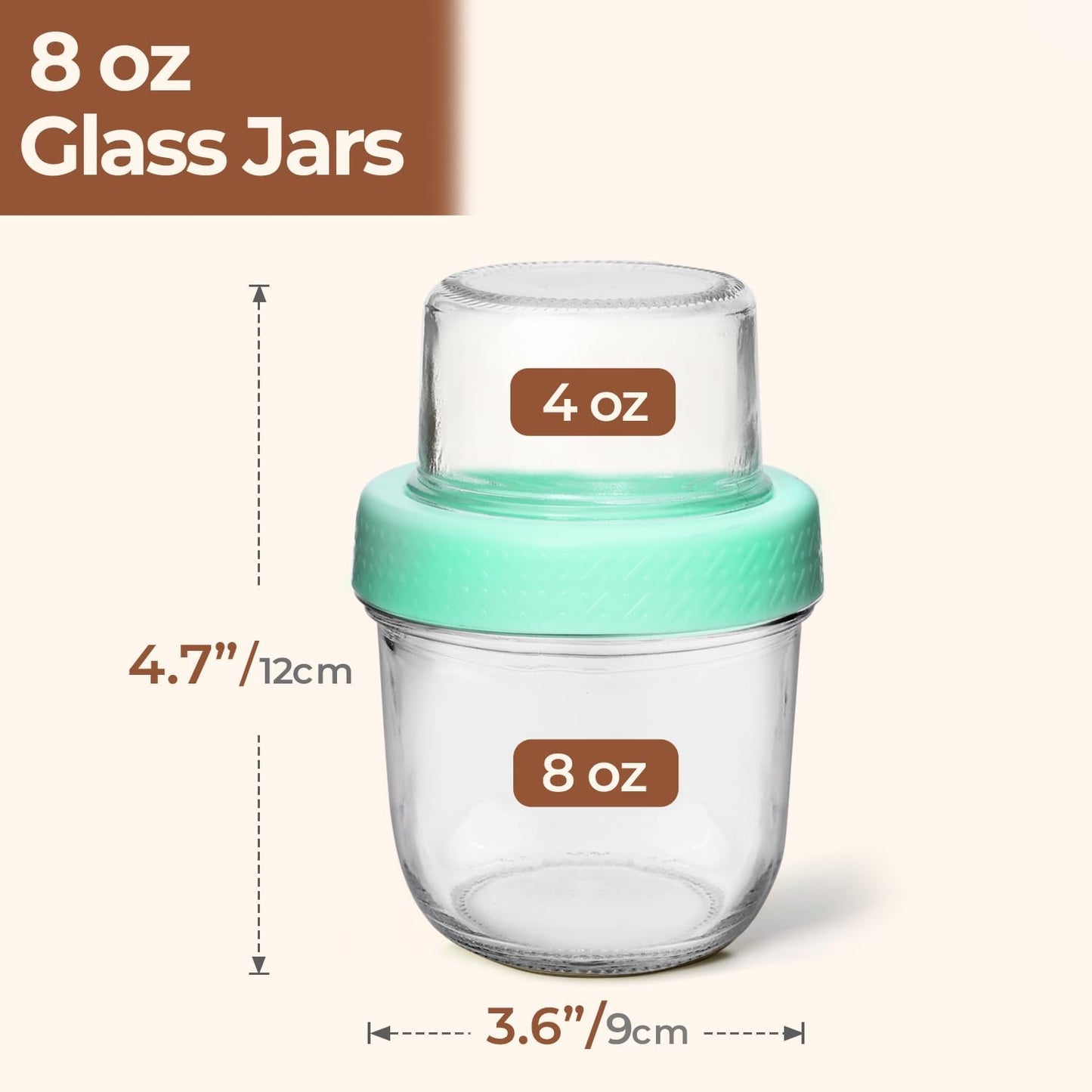 ComSaf 8oz 2 Pcs Overnight Oats Containers with Lids, Glass Yogurt Parfait Cups for Cereal Nut Fruit, Dual-Layer Chia Pudding Jars Reusable, Small Mason Jars for Salad, Meal Prep, Snack, Oatmeal