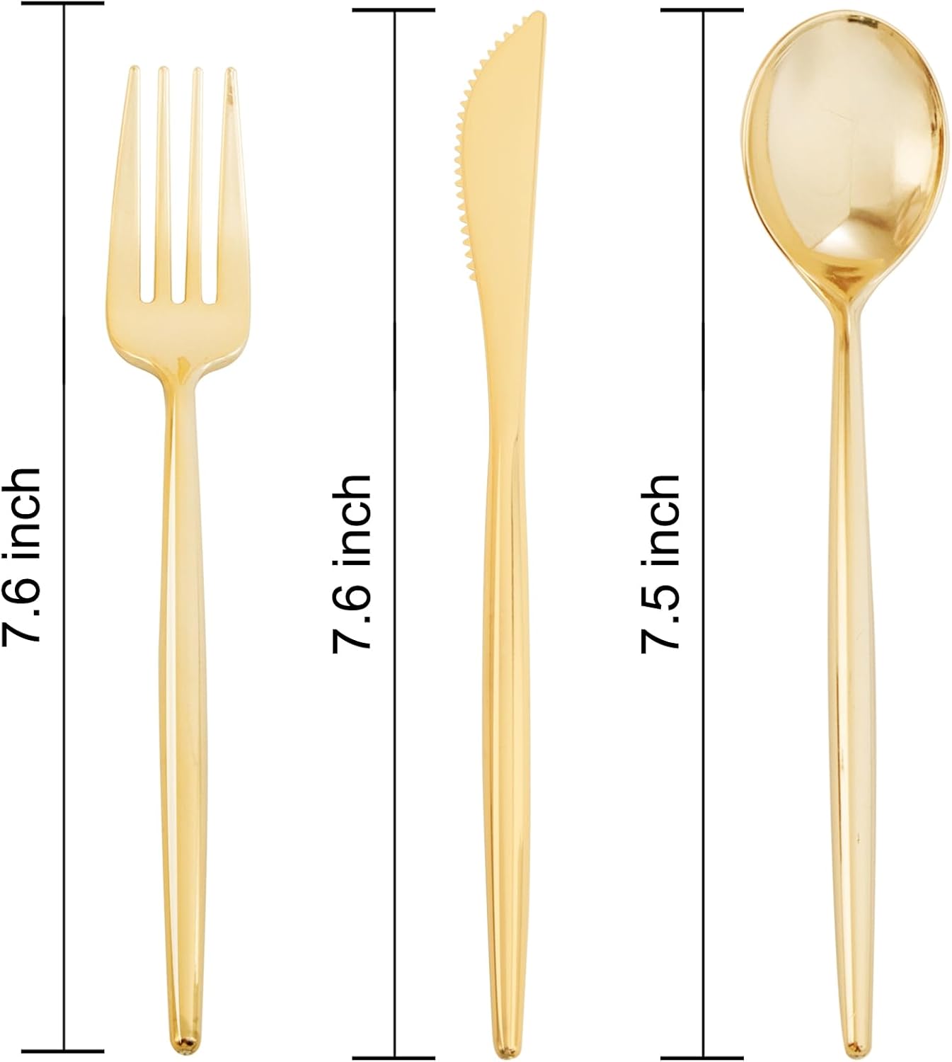 Supernal 180PCS Gold Plastic Silverware Gold Silverware Disposable Cutlery Plastic Utensils Heavy Duty Disposable Utensils Includes: 60 Knives, 60 Forks and 60 Spoons for Party, Birthday, Wedding