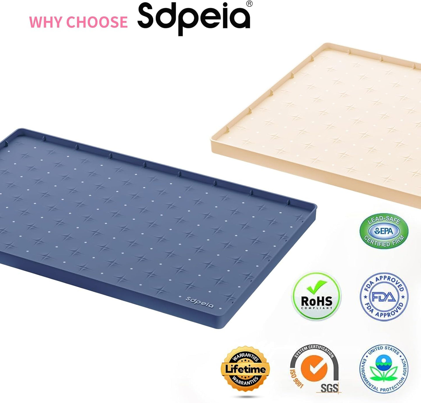 Sdpeia Under Sink Mat for [31" x 22"] Cabinet, Upgraded Silicone Waterproof Mat Kitchen Cabinet Liner Cabinet Protector Kitchen Organizers and Storage