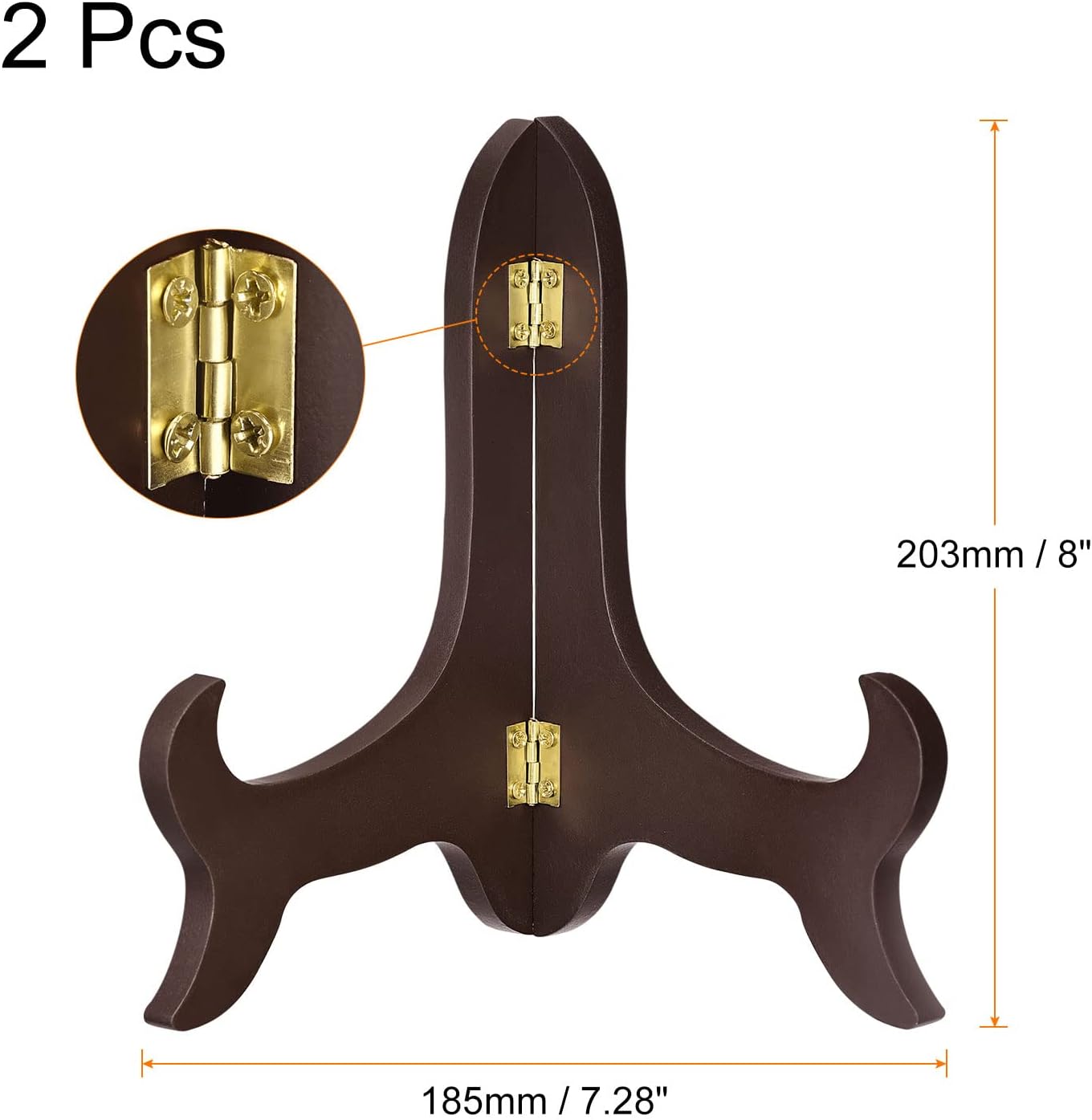 uxcell 2pcs 8" Easel Plate Holder, Wooden Folding Display Stand Brown for Decorative Picture Frame