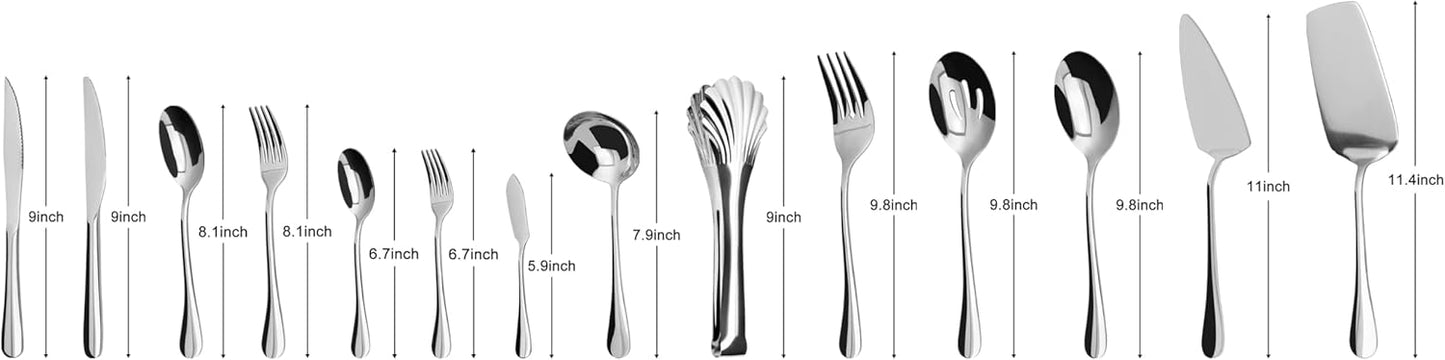 24-Piece Silverware Set Flatware Cutlery Set Service for 4, Durable Stainless Steel Tableware in Ergonomic Design Size and Weight, Kitchen Utensil Sets with Steak Knives, Rust-proof, Dishwasher Safe