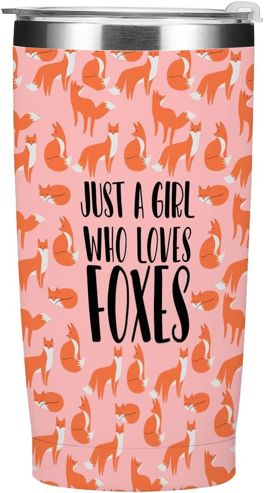 Cute Fox Print Tumbler,Fox Gifts 20 oz Stainless Steel Coffee Mug，Travel Cup，Insulated Cup with Lid for Car, Perfect Gifts for Foxes Lovers Girl Sister Friend Bestie Christmas Birthday