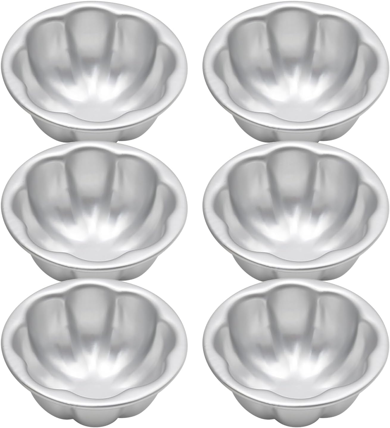 6 Pcs Egg Tart Molds Aluminum Alloy Cake Tartlets Baking Tool Flower Shape Non-stick Egg Tart Molds 3.5 X1.6inch Muffin Cupcake Pudding Baking Cup Maker