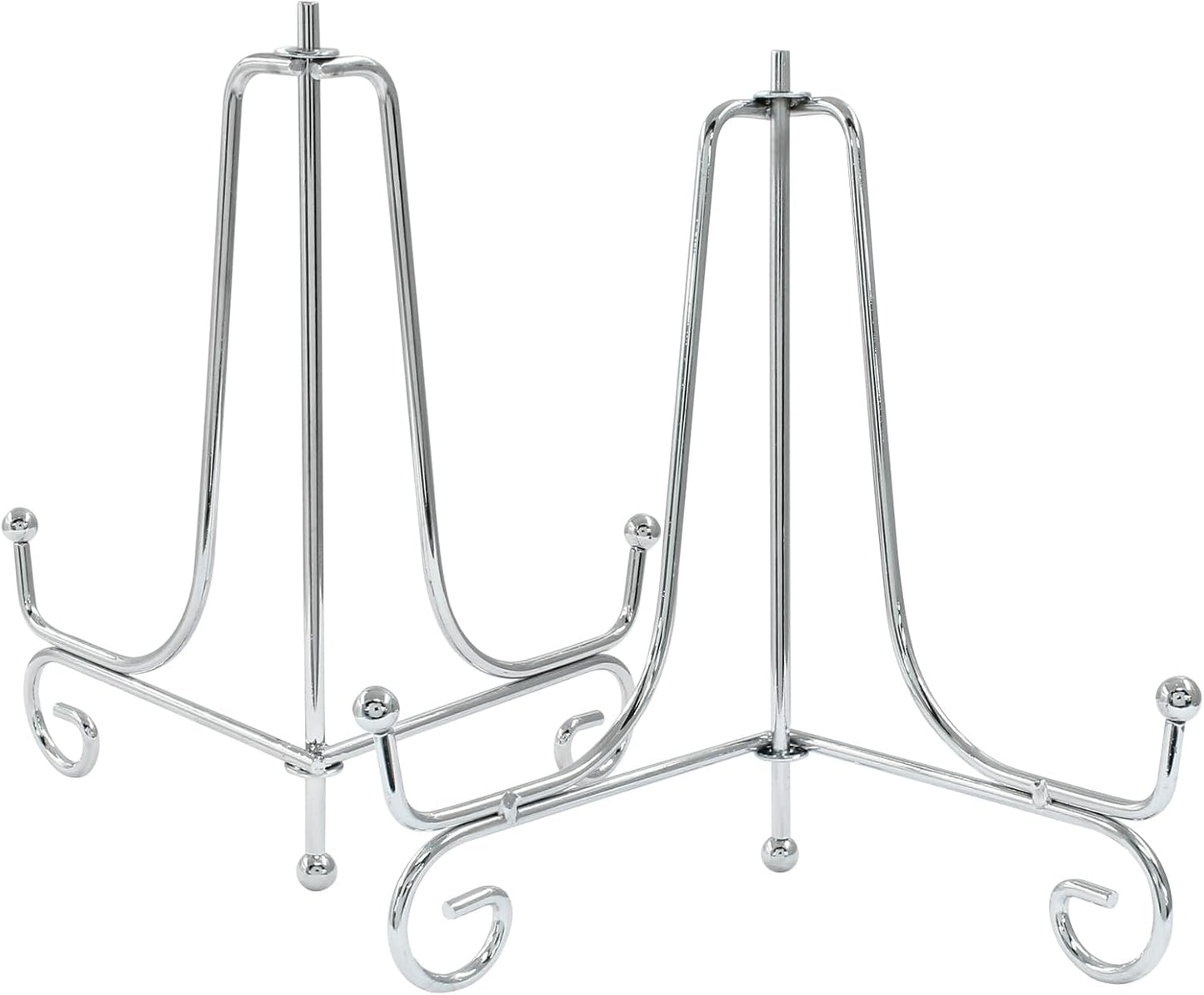 Hordion 2 Pack Plate Stand, 6 Inch Silver Iron Easel Photo Display Stand Plate Holder for Picture Frame Book Tabletop Art Platter