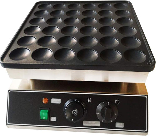 36 Holes Electric Mini Dutch Pancake Maker Baker Machine Nonstick Commercial New Poffertjes Mini Pancake Baker Electric Waffle Maker Muffin Machine Corn Dog for Family Breakfast Gift