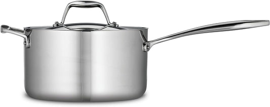 Tramontina Signature Tri-Ply Clad Stainless Steel 4-Quart Sauce Pan with Lid, Induction-Ready, Dishwasher-Safe, NSF-Certified, Made in Brazil