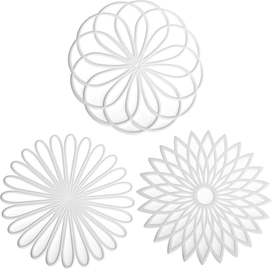 Smithcraft Silicone Trivets for Hot Dishes, Pots and Pans, Trivet Mat Hot Pads for Kitchen Decor, Heat Resistant Mats Countertop, Round Trivets Table &Quartz Countertops White Mats Set 3