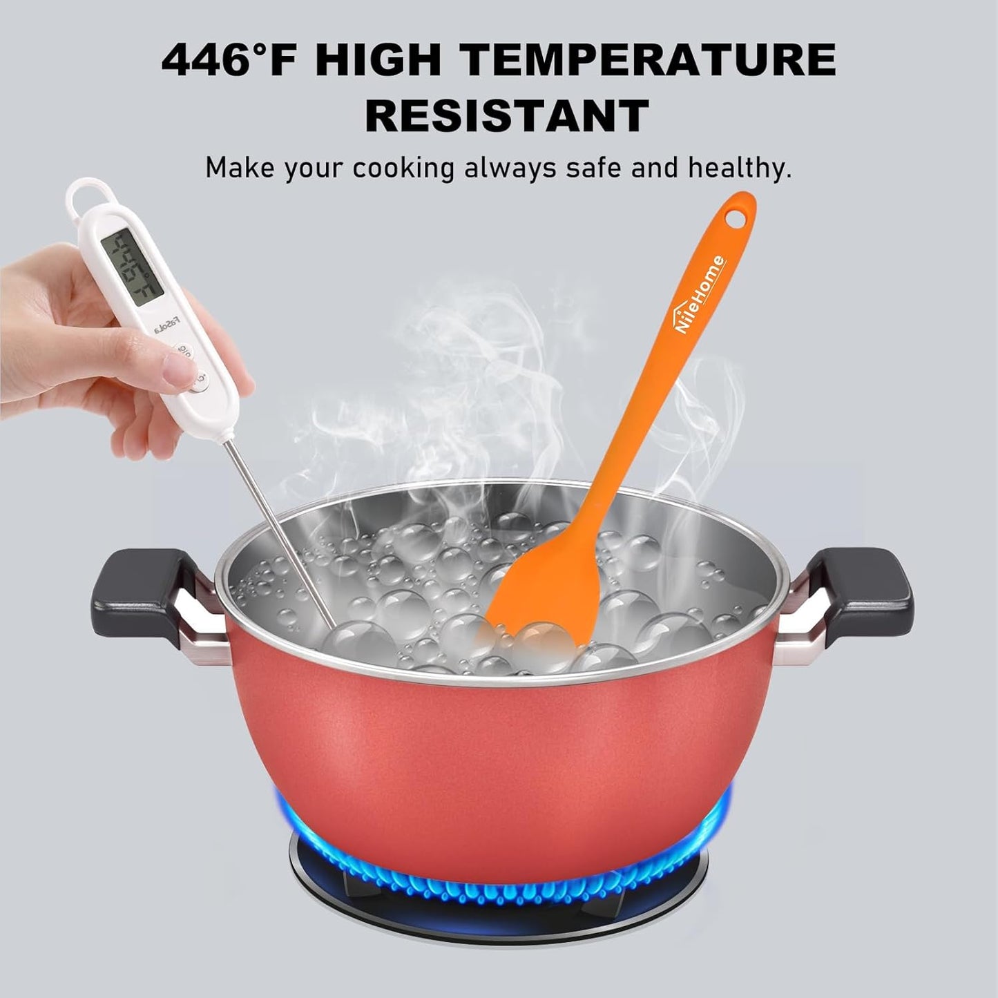 NileHome Silicone Spatula Set, 6 Pieces Food Grade Kitchen Utensils with Silicone Brush Heat Resistant Dishwasher Safe BPA-Free Rubber Spatula for Scraping, Baking, Cooking, Mixing-Multicolor