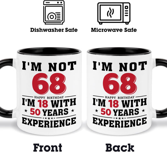 68th Birthday Coffee Mug, 68 year old Birthday Gift Ideas for Men Women Her Him, Red Black 11oz