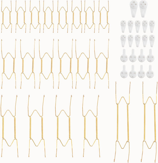 20 Pack 6/8/10/12 Inch Decorative Plate Medium Plate Hangers for The Wall, Invisible Stainless Steel Wall Hangers for Display with Hooks, for Platter/Dish/Picture