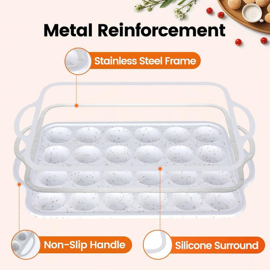 Muffin Pan With Stainless Steel Reinforced Frame - 24 Cups Durable Silicone Baking Pan for Muffins, Cupcakes, BPA Free and Dishwasher Safe - White with Coffee Spots - 1 Piece